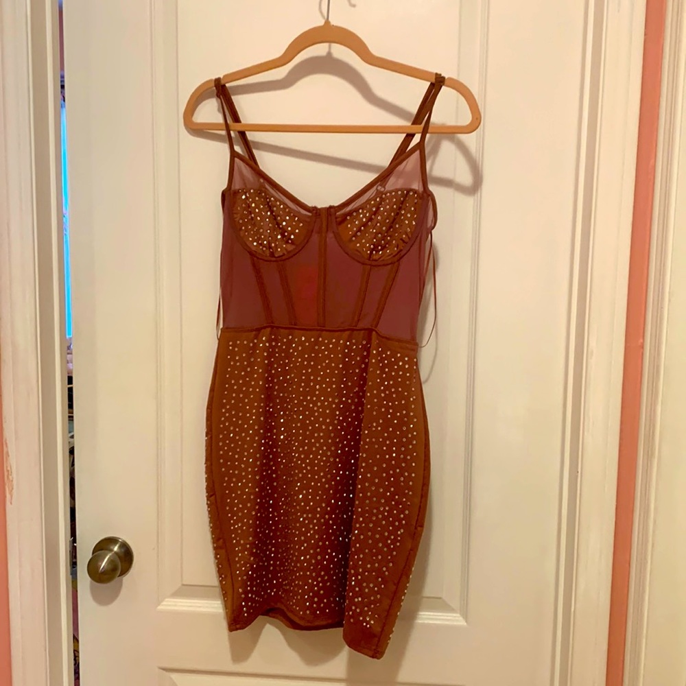 Pink Canery pale blush rhinestone bustiers dress